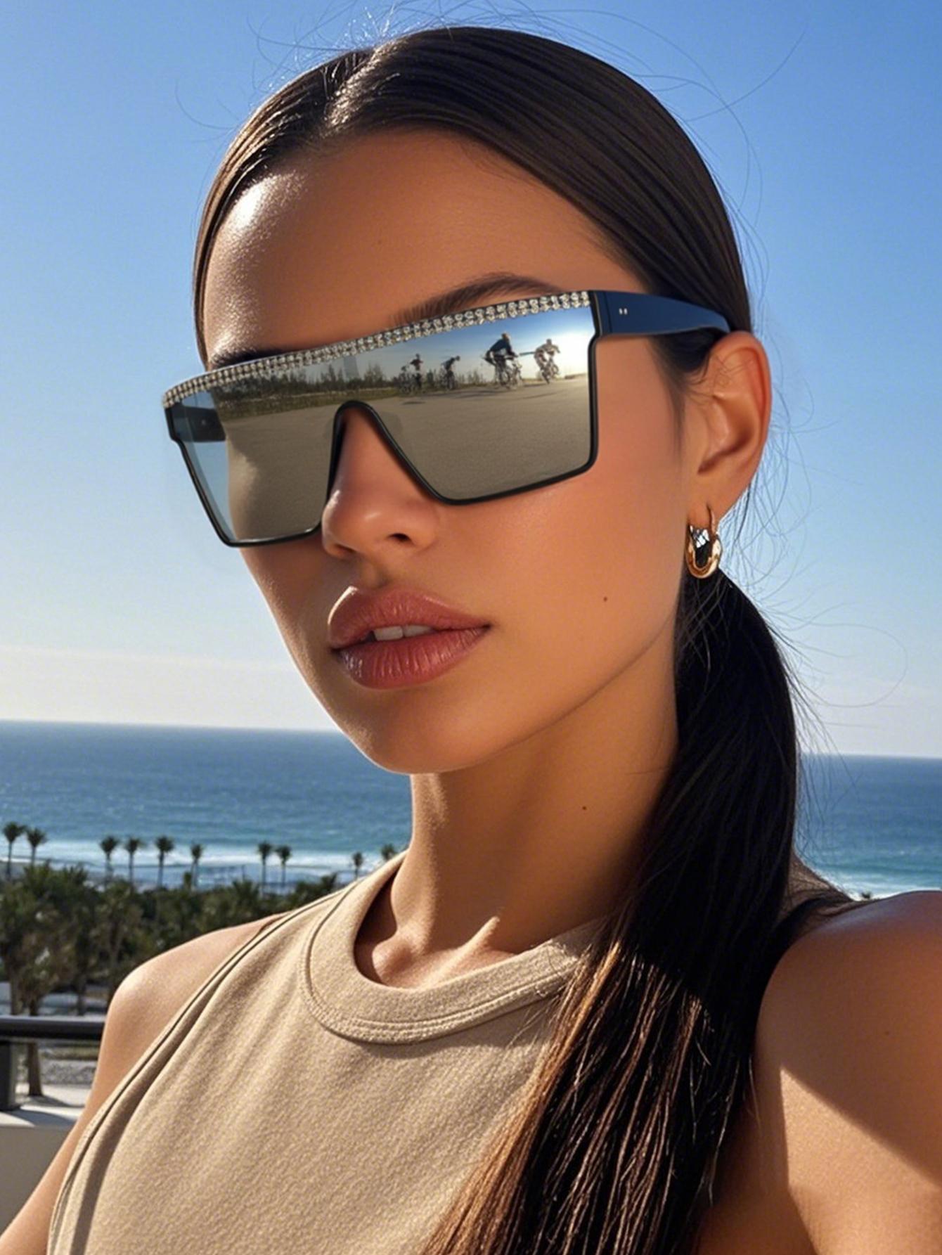 Attractive Glasses Women's 1Pc Fashion Oversized Square Frame Sunglasses Trendy Retro Fashion Sunglasses Fashion Accessories Outdoor Activities