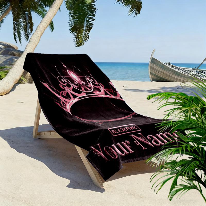 Custom Name Blackpink Print Beach Towel, Large Soft Quick Dry Towel for Beach Camping Swimming -HE14