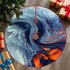 2D Flat, 2D Flat, 1pc, Blue And Orange Interwoven Spiral Fluid Art Style Christmas Tree Skirt, 2D Flat Printing, Suitable for Christmas Trees, Festive