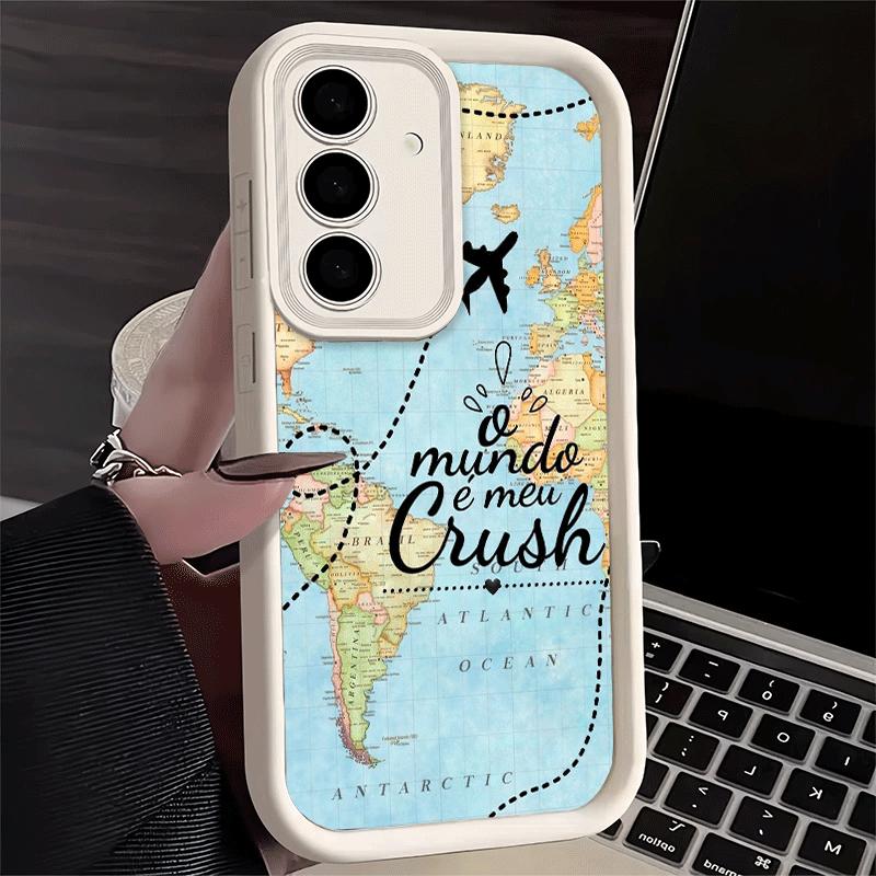 Travel Map Artistic Pattern Soft Phone Case for Samsung Galaxy A17 A16 A26 A36 A56 A15 A25 A35 A55 A14 A24 A34 A54 A13 A23 A33 A