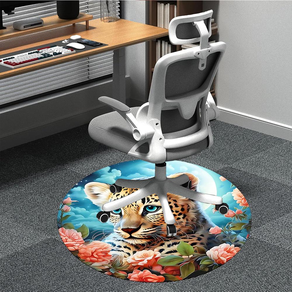 

1pc Leopard Floral Chair Carpet for Office, Non-slip, Soft and Durable Office Rug, Perfect for Office yy251227153 80cm by 80cm