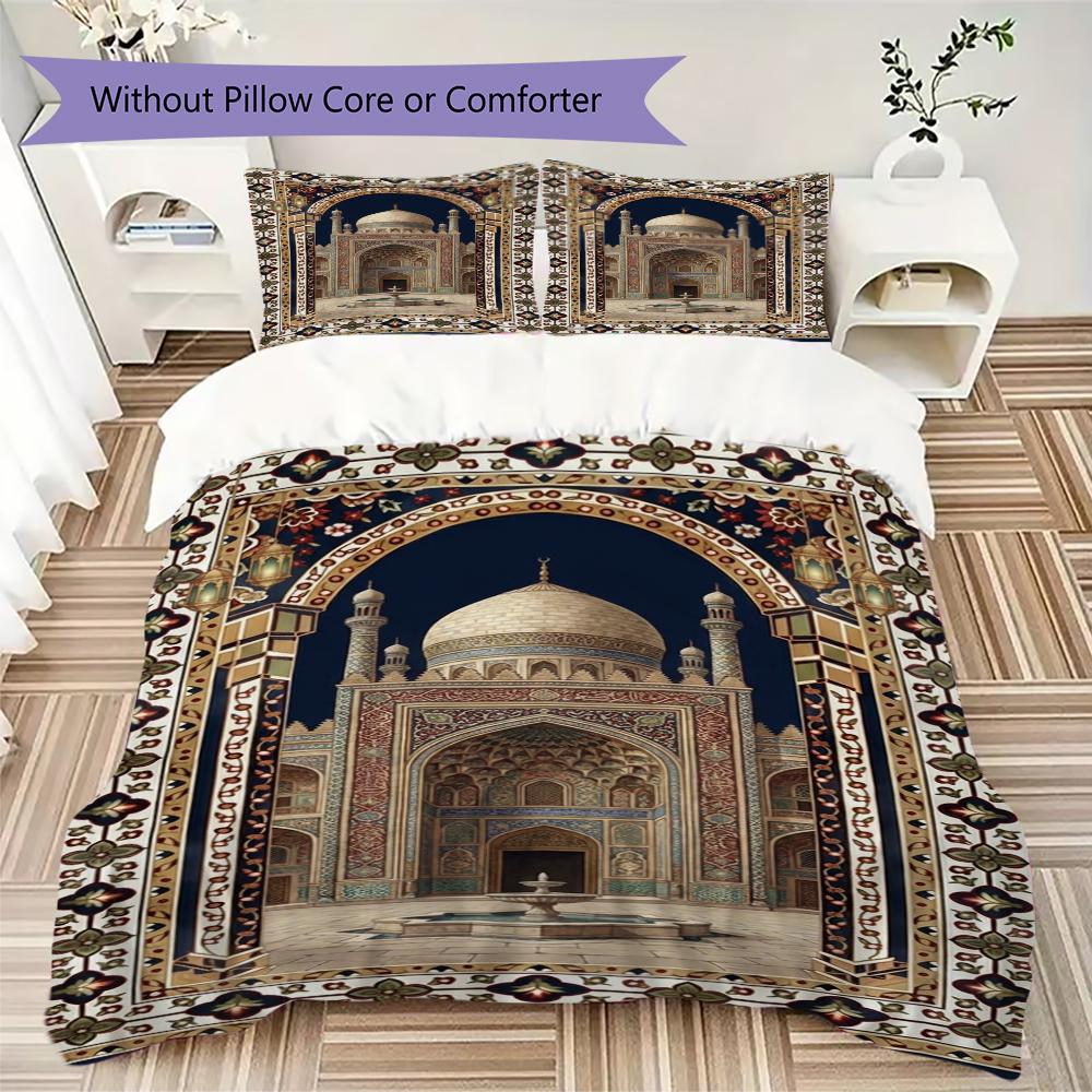 Muslim Pattern Bedding Uilt Set Uilt Cover Pillowcase Home Decoration Birthday Gift (1 * Duvet Cover + 2 * Pillowcase  Without Core)133