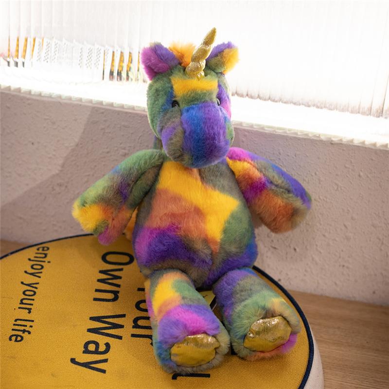 Fantastische Regenboog Kleurrijke Pluche Eenhoorn Pluche Speelgoed Knuffeldieren Beer Konijn Kat Zachte Pop Kinder Speelgoed Verjaardag Kerstcadeau about 35cm