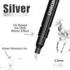 5 colors Mirror Chrome Marker Paint Marker, DIY Silver Marker Pen Alcohol Paint for most surfaces, High-gloss display effects