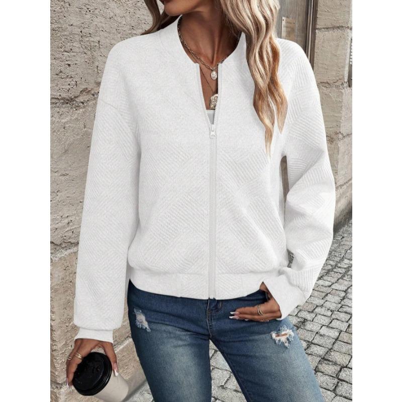 2025 Herbst Winter Langarm Damen Reißverschlussjacken Lässig Schlichte Mode Elegant Frau Neu Übergröße Einfarbiges Hemd Lässige Schlichte Kurze Mäntel