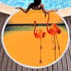 Tropical Flamingo Print Round Beach Towel, Hawaiian Beach Blanket Sand Free Quick Dry Hippie Boho Circle Bath Towel Yoga Mat