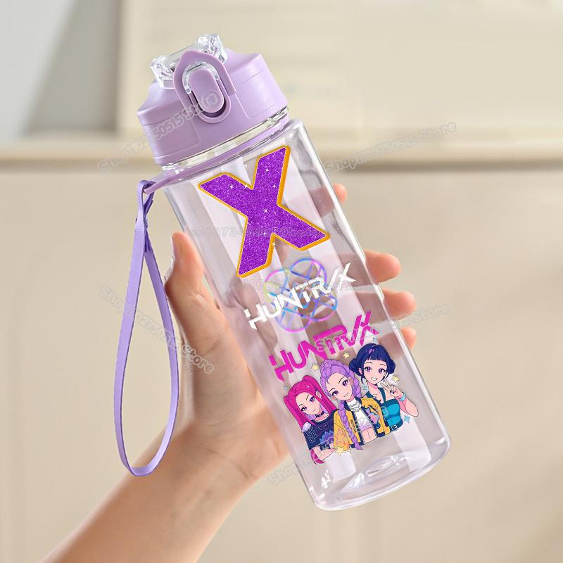 900ml KPop Łowcy Demonów List Butelka na Wodę Rumi Mira Zoey Dziewczęca Szkolna Kubek na Napoje Duża Pojemność Dziecięca Sportowa Outdoorowa Butelka ze Słomką