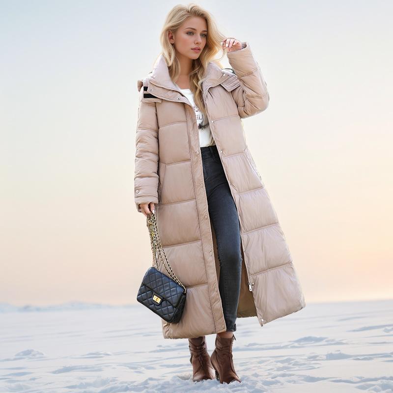 Women's long cotton-padded clothes over the knee version of thin cotton-padded clothes Women's thickened cotton-padded jackets Winter