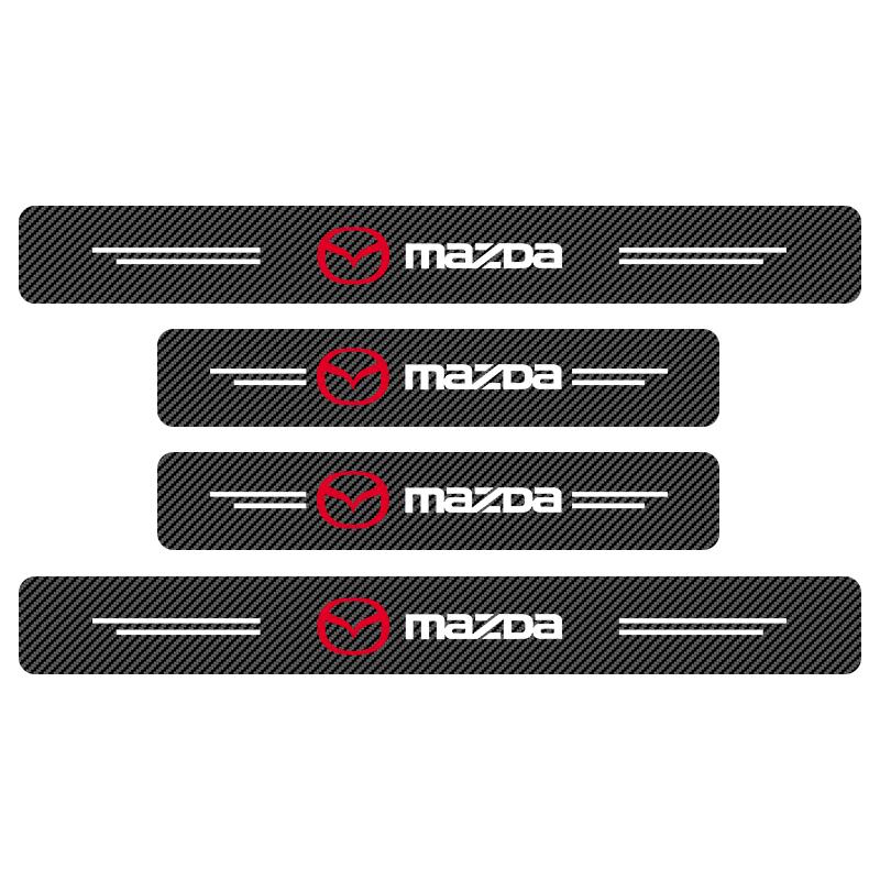 4Pcs Carbon Fiber Car Door Sill Protection Sticker Anti-scratch Refit Sticker For Mazda 2 3 4 5 6 7 8 9 323 626 Axela CX3 CX4 CX5 CX6 CX7 CX9 RX7 RX8