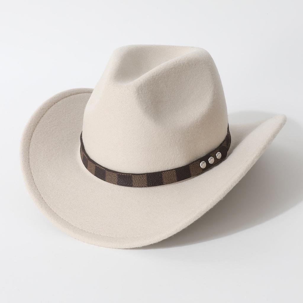 New Western-style Ethnic Woolen Roll-brimmed Fedora Hat for Autumn and Winter, Fashionable and Versatile for Both Men and Women