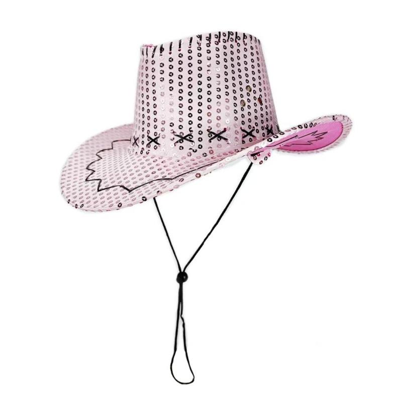 Sequined Western Cowboy Hats for Festivals Parties and Carnivals Sparkling Design Lightweight Practical Polyester Hat