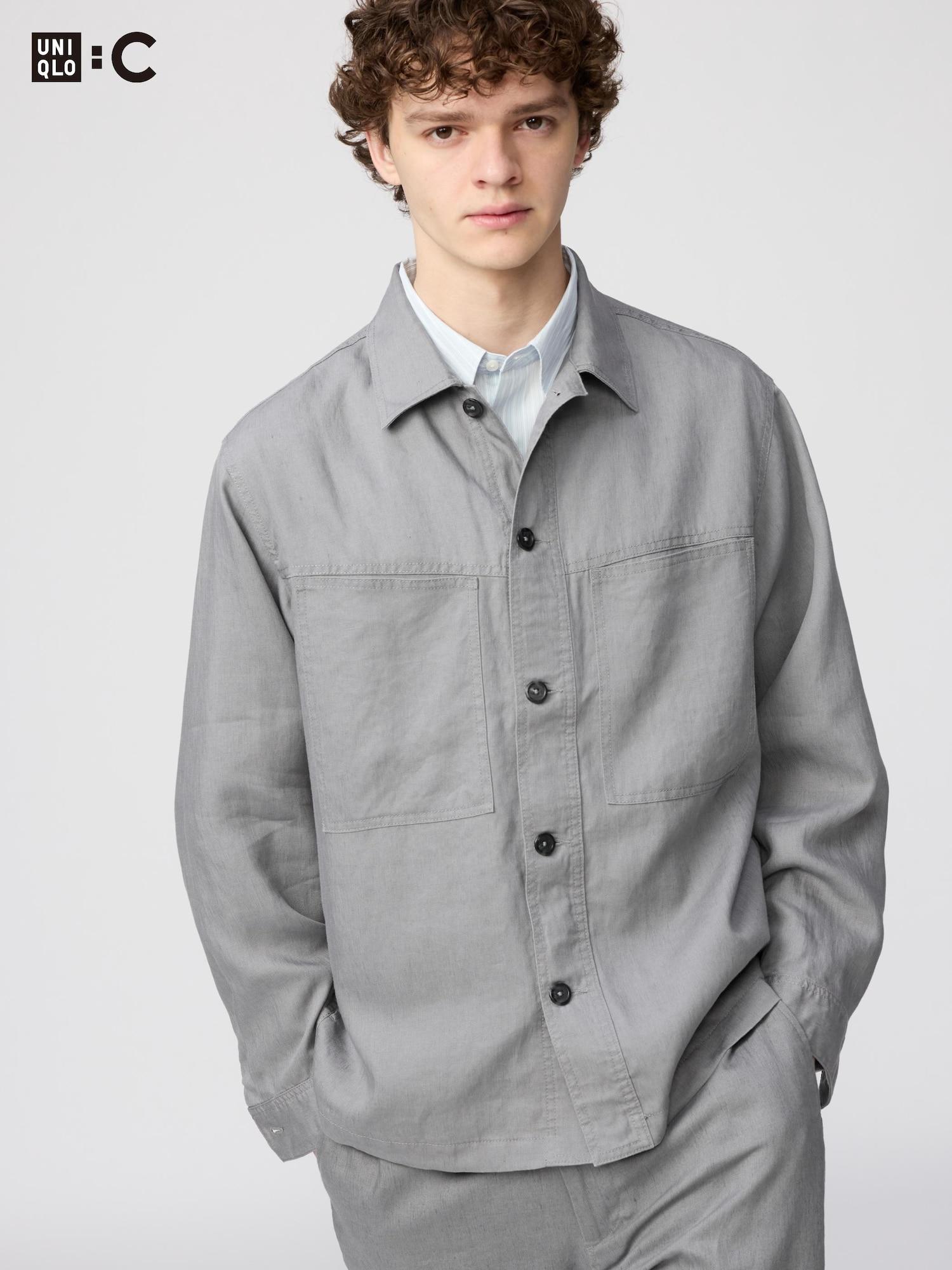 Премиальная льняная куртка-рубашка Uniqlo Japan 04 GRAY/S