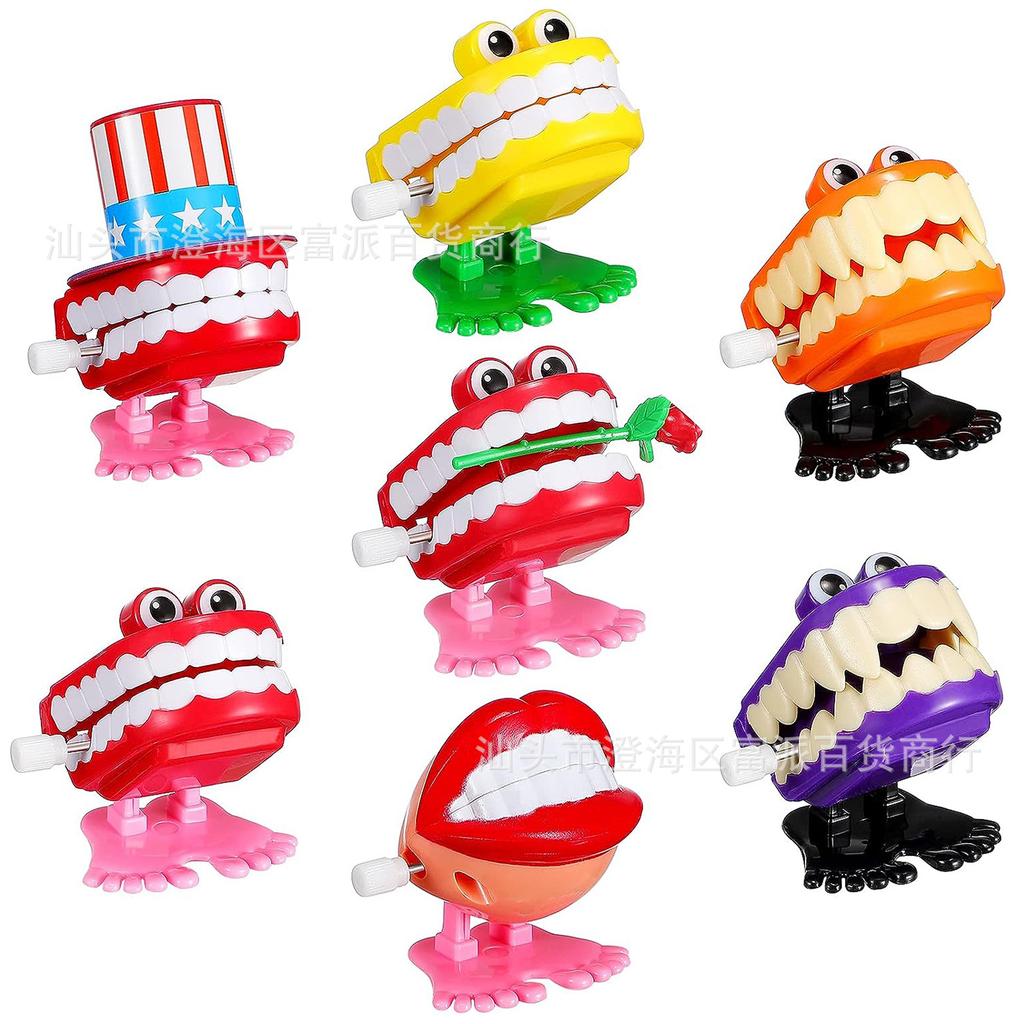 Halloween Valentine's Day Gift Chain Bouncing Tooth with Eyes and Hat Jumping Tooth Creative Children's Spring Toy