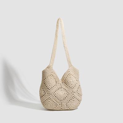 Handgewebte Tasche, lässige große Umhängetasche, gehäkelte Einkaufstasche für Strand und Strandurlaub