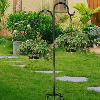 Doppelhaken Outdoor Garten Schafhirte Pflanzenstäbe Robuster Kleiderständer Laternenaufhänger Stange Metall Blumentopf Verstellbar