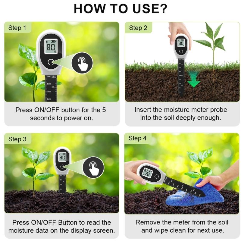 Small Soil Water Detectors Digital Moisture Meter with High Accuracy Probes Soil Testing For Home Garden Farmland Plant