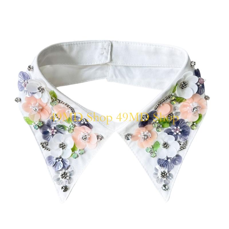49MD Modern Women s Layering Neckpiece Combining Structured Stand Collar With Sparkling Ornamentation