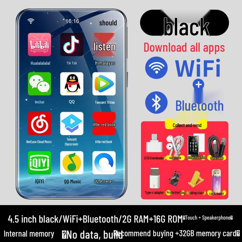 WLAN-fähiger MP4/MP5-Player: Tragbares Vollbildgerät für Musik, Video, Bluetooth und E-Book-Lesen