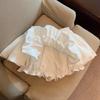 Petite A-line White Fluffy High Waist Mini Skirt Shorts for Women - Summer Anti-Exposure Design