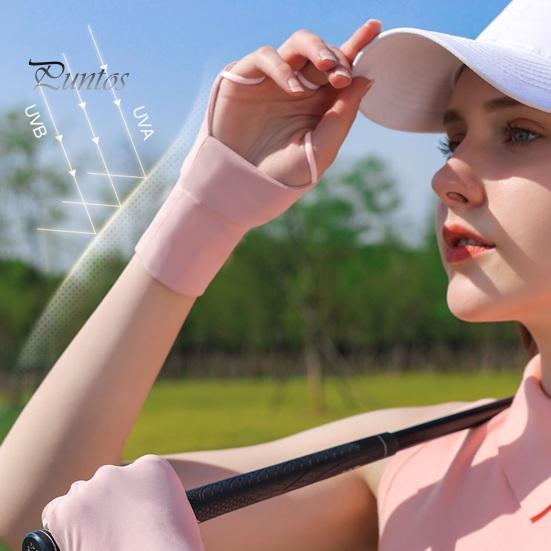 1 par de luvas de golfe de proteção solar de verão respiráveis para homens e mulheres esportes ao ar livre proteção UV luvas de seda gelada sem dedos capa de proteção solar