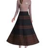 Women's Elegant A-Line Draped Knit Skirt - Mid-Length, Slimming, Large Hem, Ideal for Autumn and Winter