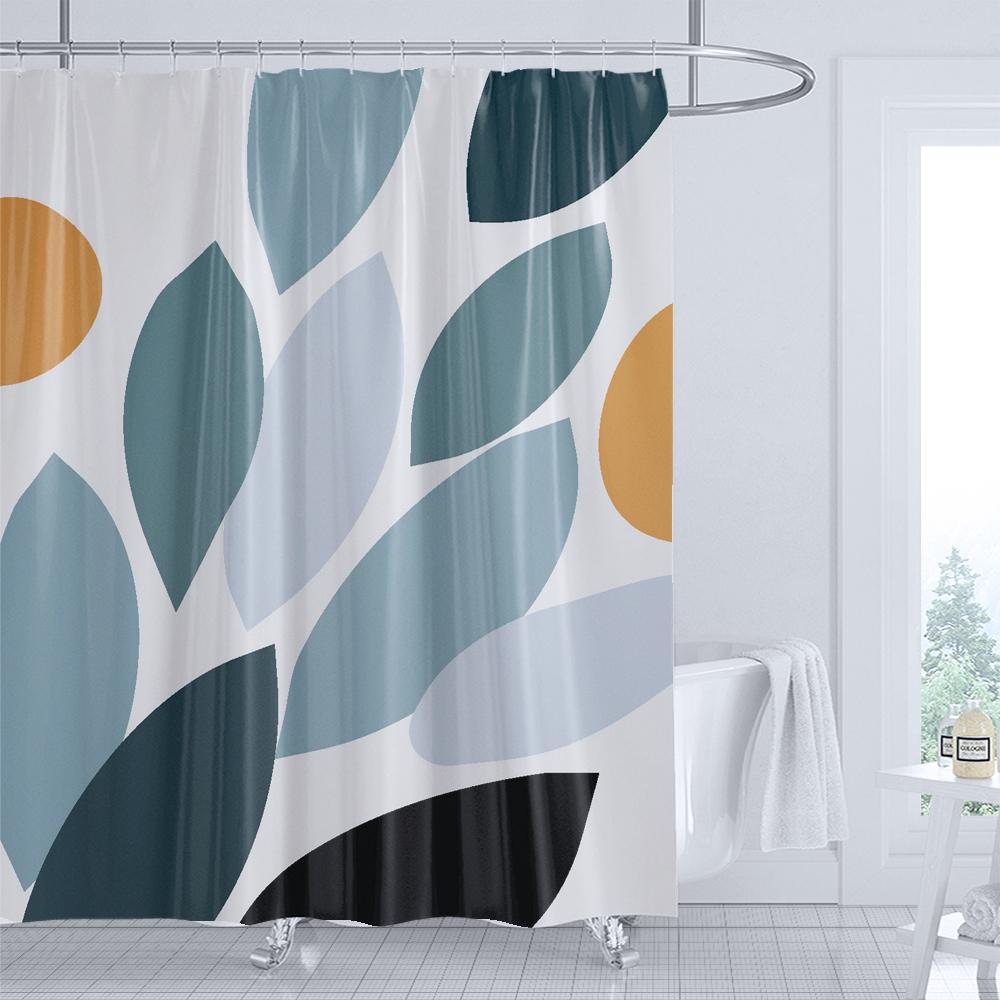 Bathroom Abstract Bohemian Shower Curtain Medieval Minimalist Art Leaves Polyester Fabric Shower Curtain 180X180Cm With Hooks