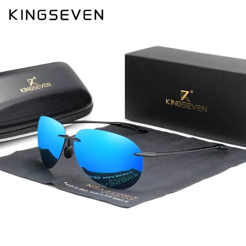 KINGSEVEN Rimless Pilot Sunglasses Men Ultralight TR90 Frameless Polarized Eye Protection Glasses Women Driving Vacation Eyewear
