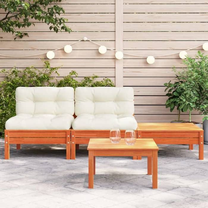 VidaXL Garden Sofa with Cushions and Footrest 2 Seater, Seat with Backrest, Patio Terrace Backyard Furniture 838182