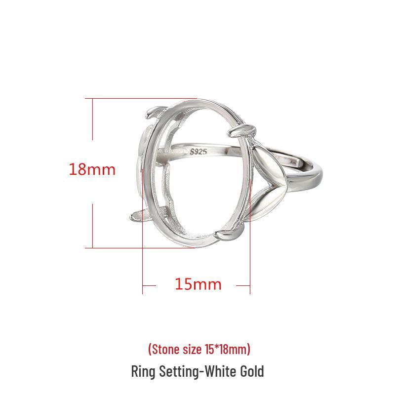 

Серебро 925 пробы с родиевым покрытием, белое золото 18 карат, основа для женского кольца «сделай сам» с инкрустацией янтарем и кораллом (14x18 мм) Adjustable