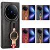 Wrist Strap Phone Case for Vivo X Fold 5 5G PU Leather Cases Retro Hard Matte Front+Back Cover Capa Funda