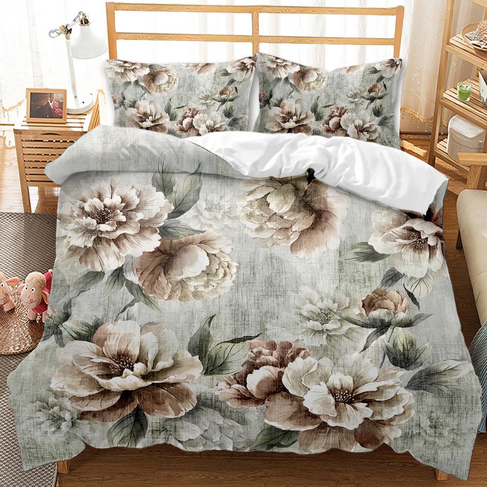 

Постельное белье из трех частей с узором в европейском стиле, цифровое 3D-покрывало 135 * 200 (two-piece set) 90g