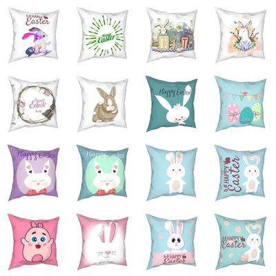 Housse de coussin à imprimé style Lapin de Pâques Décoration quotidienne pour une maison confortable