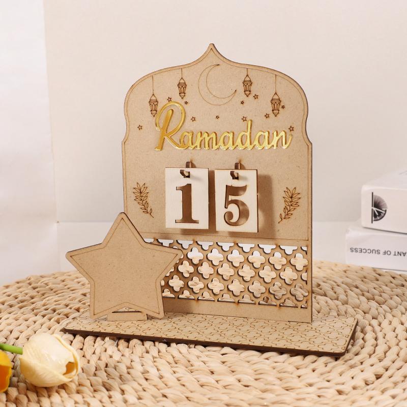 Ramadan Countdown Advent Calendar Eid Mubarak Wooden Ornaments Muslim Party Supplies 2025 Ramadan Home Decoration Accessories