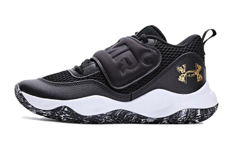 Under Armour Fabric Slip Resistant Low top Children s Basketball Shoes Black Teenagers 3026637-001 38.5