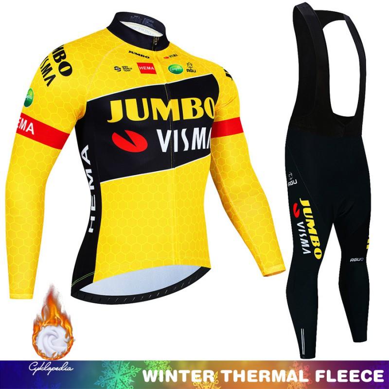 JUMBO Fleece Cycling Bib Set Men Women Warm Winter Bike Jersey Road Mountain Biking