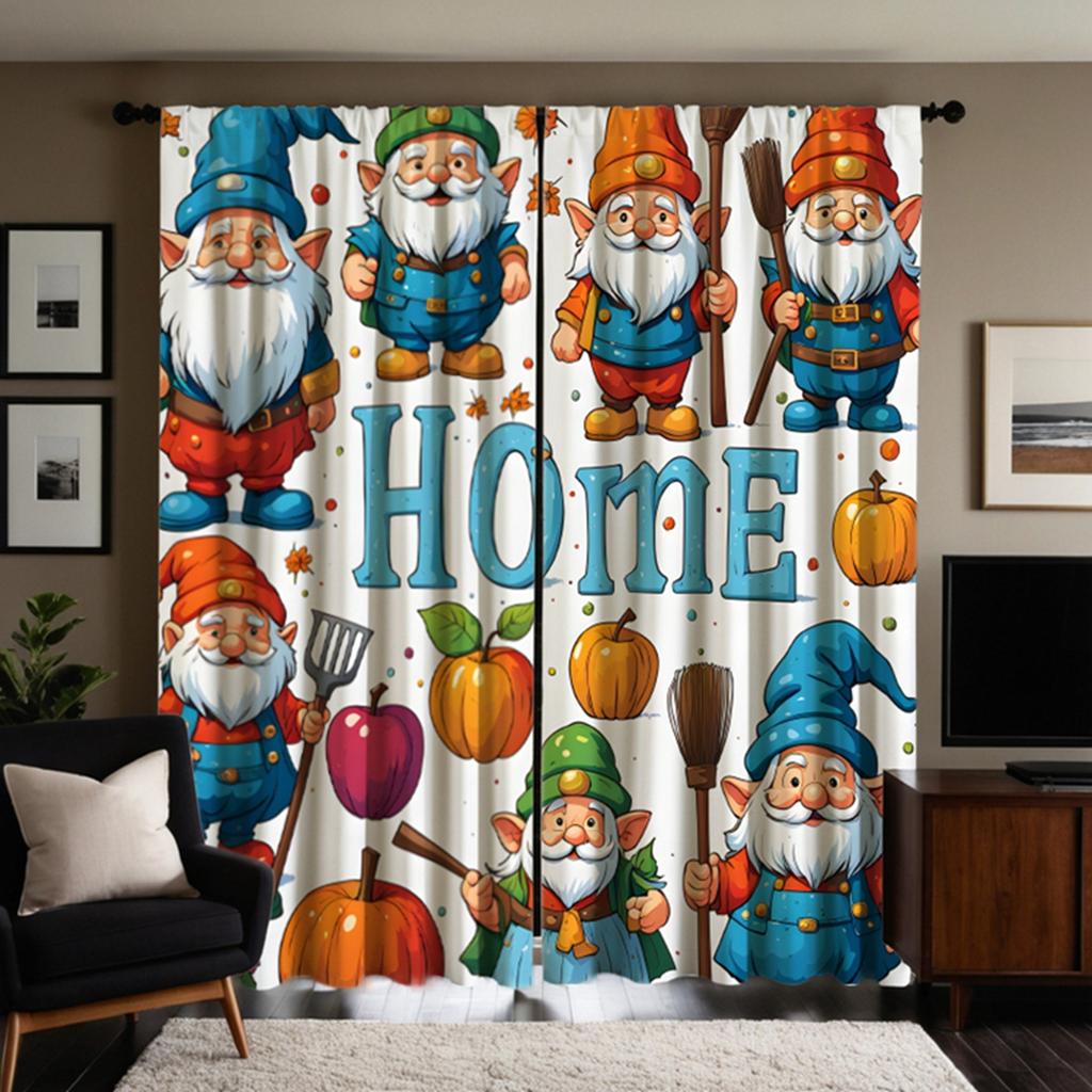 Hd Santa Claus Decorated Curtain Broom Blue Tie Digital Printed Home Decoration Style Living Room Curtains Set Of 2 Made Polyester Decor