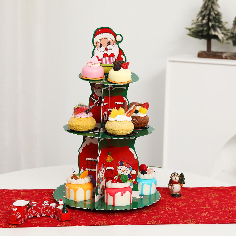 Christmas Paper Cupcake Packaging Box, Cup Box, Dessert Rack, Multi-layer Packaging Box Decoration