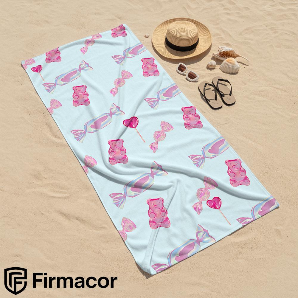 Holographic Gummy Candy Soft Portable Travel Towel Unisex Ultra Lightweight Microfiber Oversized Sand Free Quick Dry Beach Towel