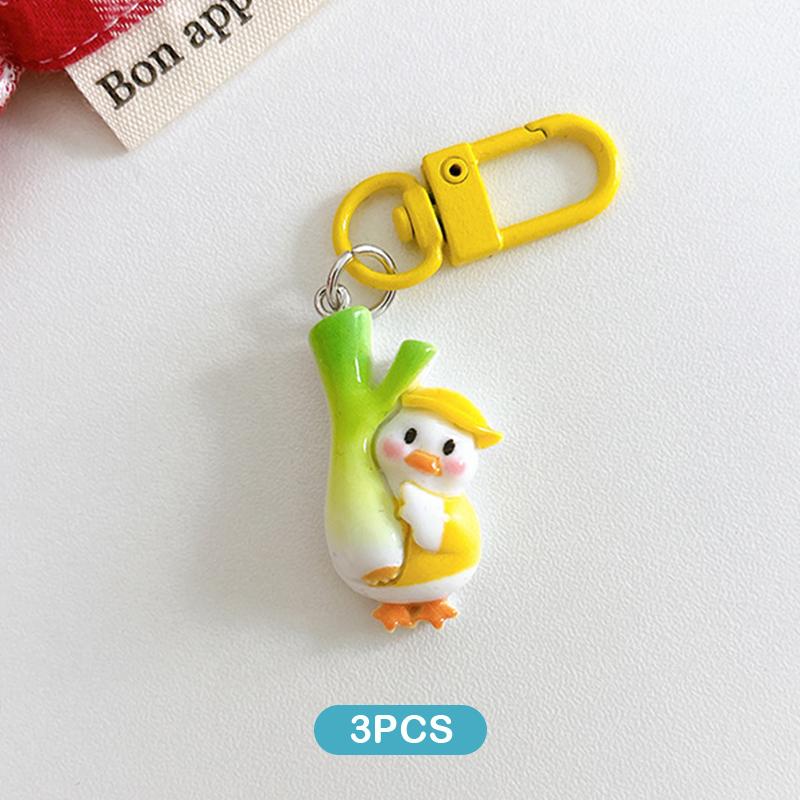 3Pcs Creative Resin Duck Keychain Pendant Car Key Ring Cartoon Cute Keychain Novelty Backpack Decoration Accessories Gifts