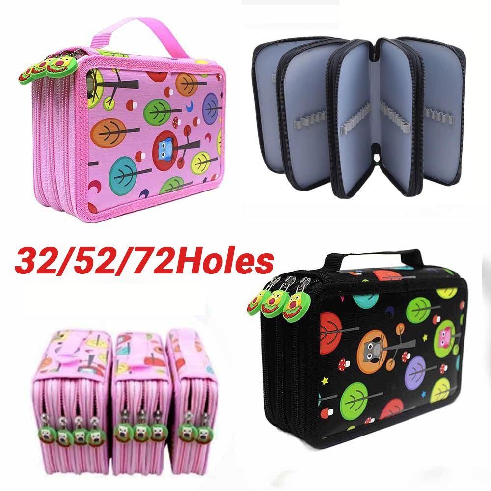 Cartoon Sketch Pencil Case 32/52/72 Hole Paintbrush Organizer Pen Storage Bag Drawing Sketch