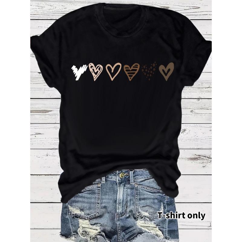 Women's Summer Premium Sense of Fashion Heart Pattern New Short-sleeved T-shirt