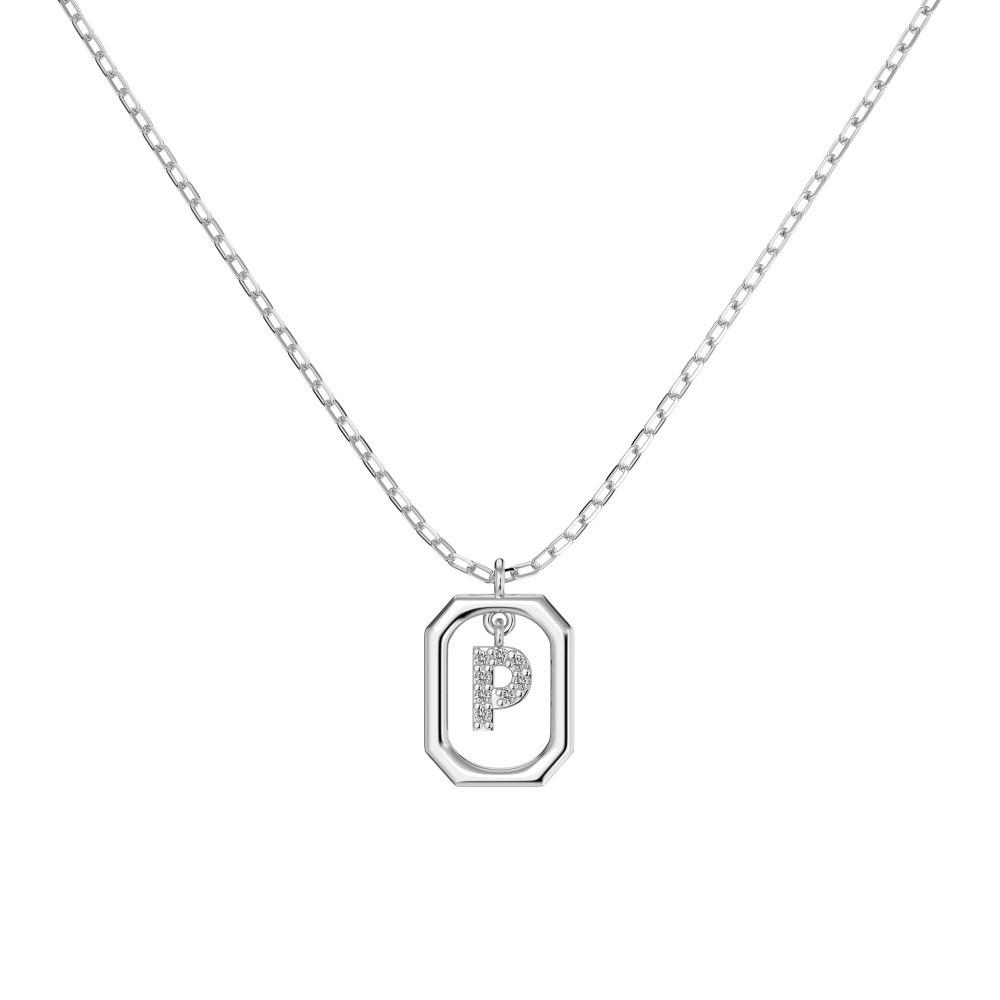 925 Silver Alphabet Pendant Necklace with Zircon Detailing - Women's Elegant & Unique Design
