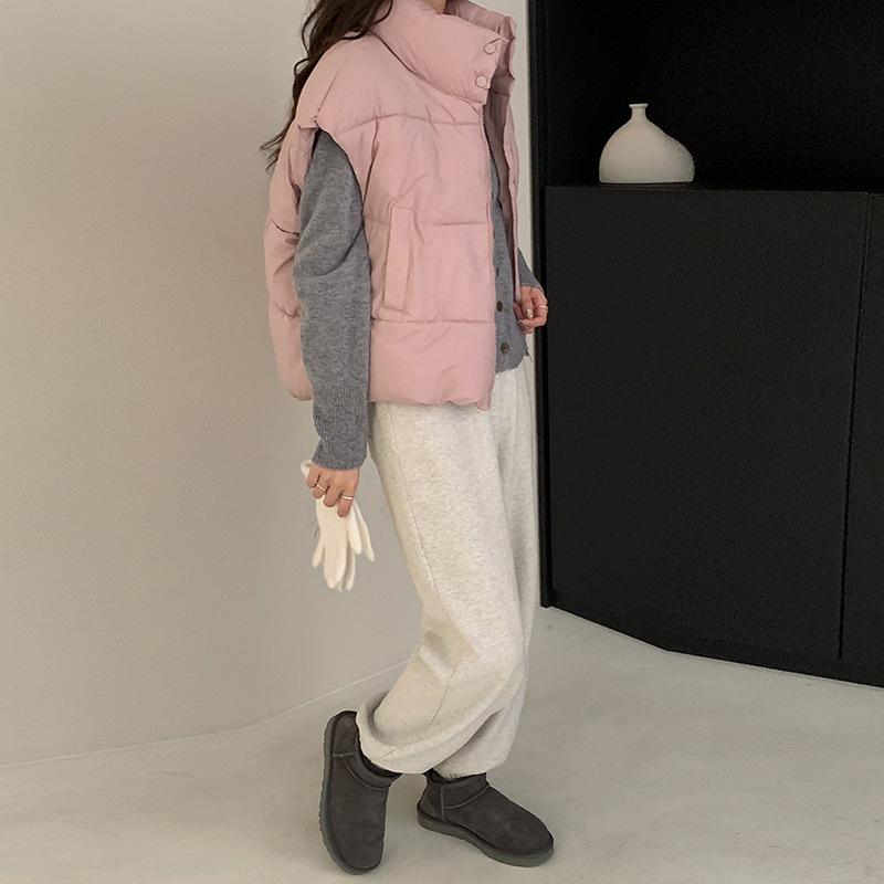 Kendou Wind Small Cotton Vest Women's Short Thickened Stand-up Collar Loose Casual Outer Wear Large Size Vest Vest Vest Vest Vest