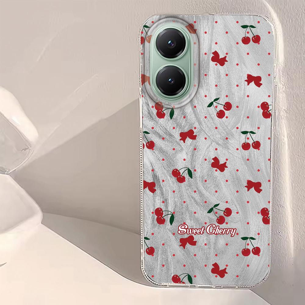 Circular Dots Cherry Fruit Feather Texture Phone Case for Xiaomi Poco X5 X7 M6 Pro X6 X3 Pro NFC C75 C71 C65 C61 M5S TPU Cover