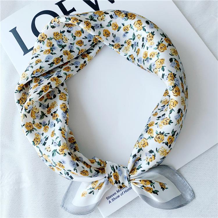 53*53 см квадратный шелковый шарф женский модный принт маленький шейный платок офисный — фото 10