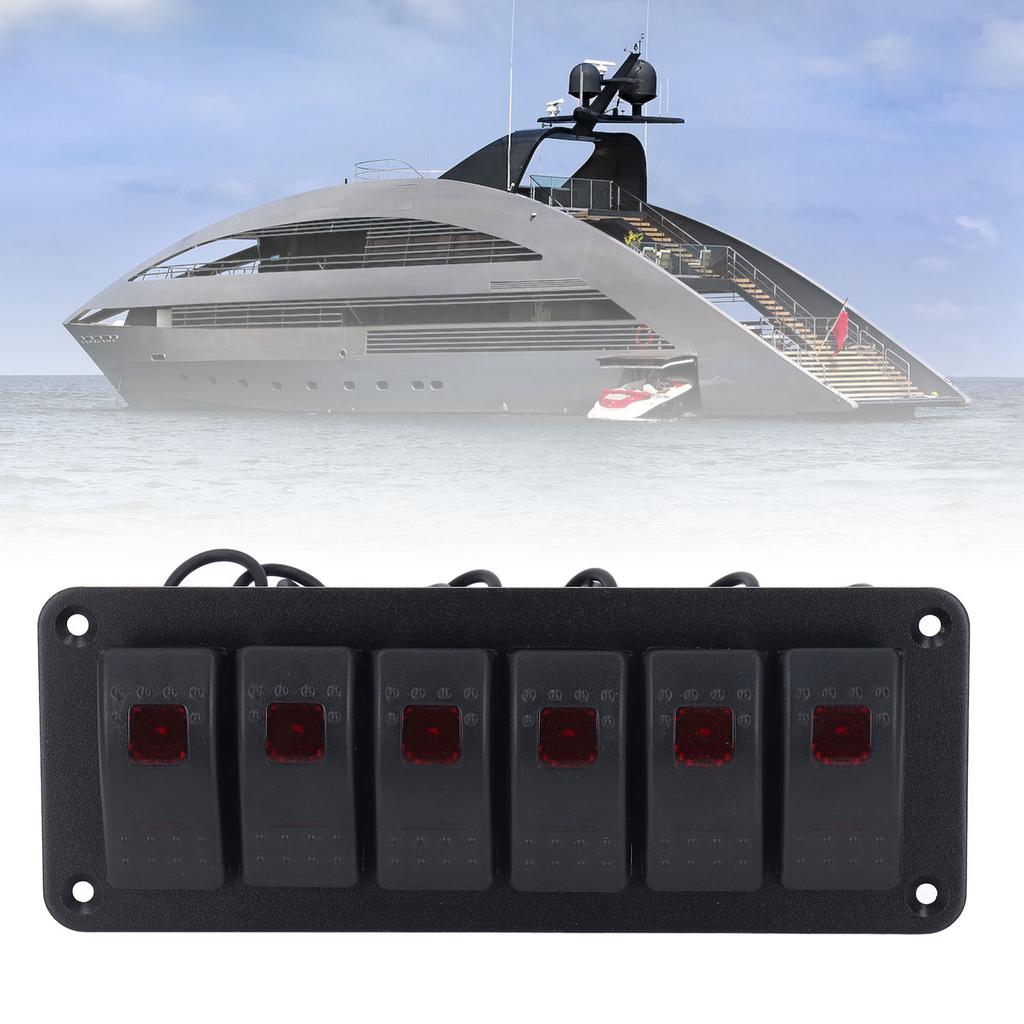 6 Gang Rocker   Panel LED Backlit On Off   Waterproof Circuit   for Car RV Bus Marine Boat ATV UTV