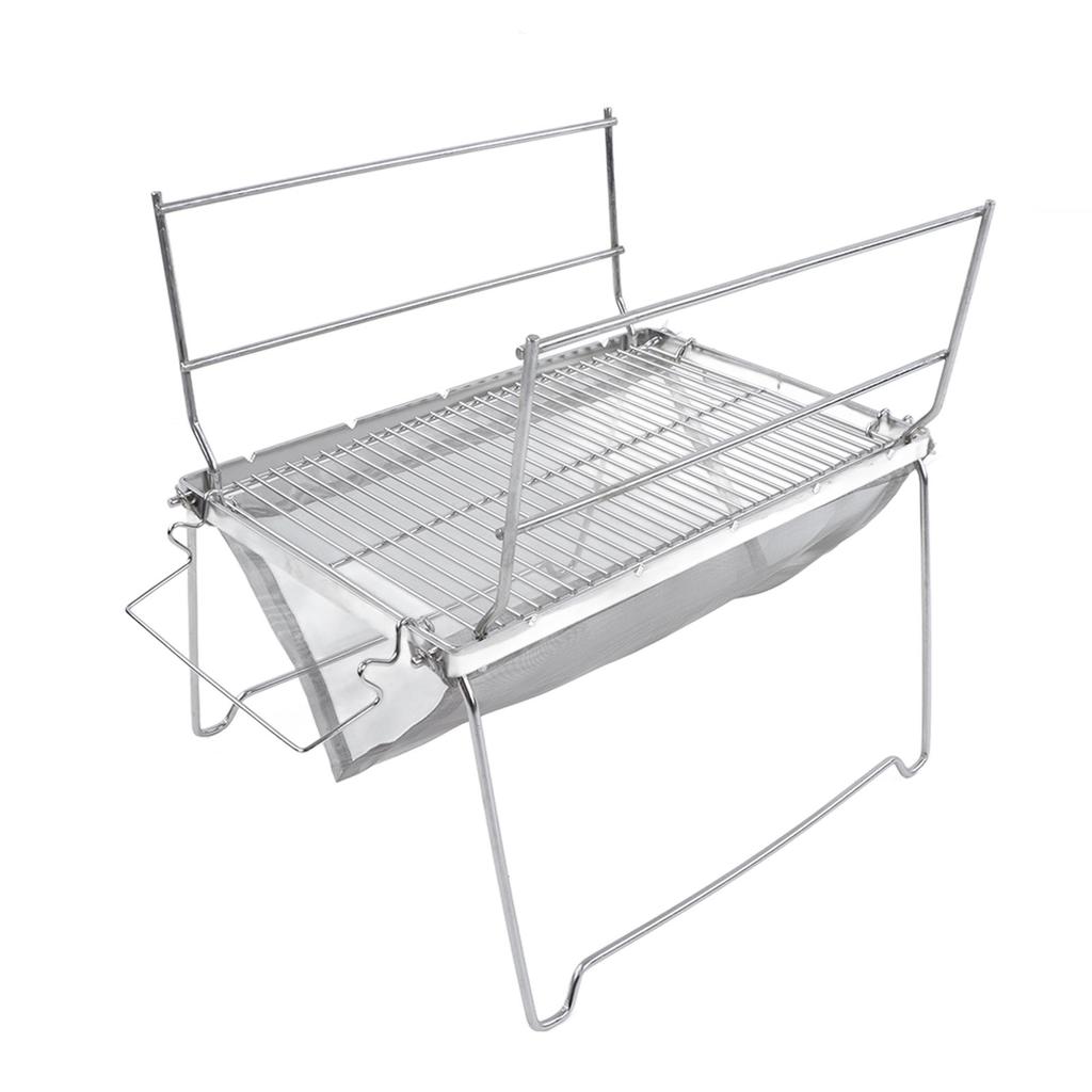 Camp Grill Grate Stainless Steel Temperature Resistance Foldable Portable Silver Barbecue Grill for Cooking