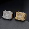 Men’s Hip Hop Fashion Ring - 316 Stainless Steel, Electroplated, Diamond Inlaid Checkered Design.