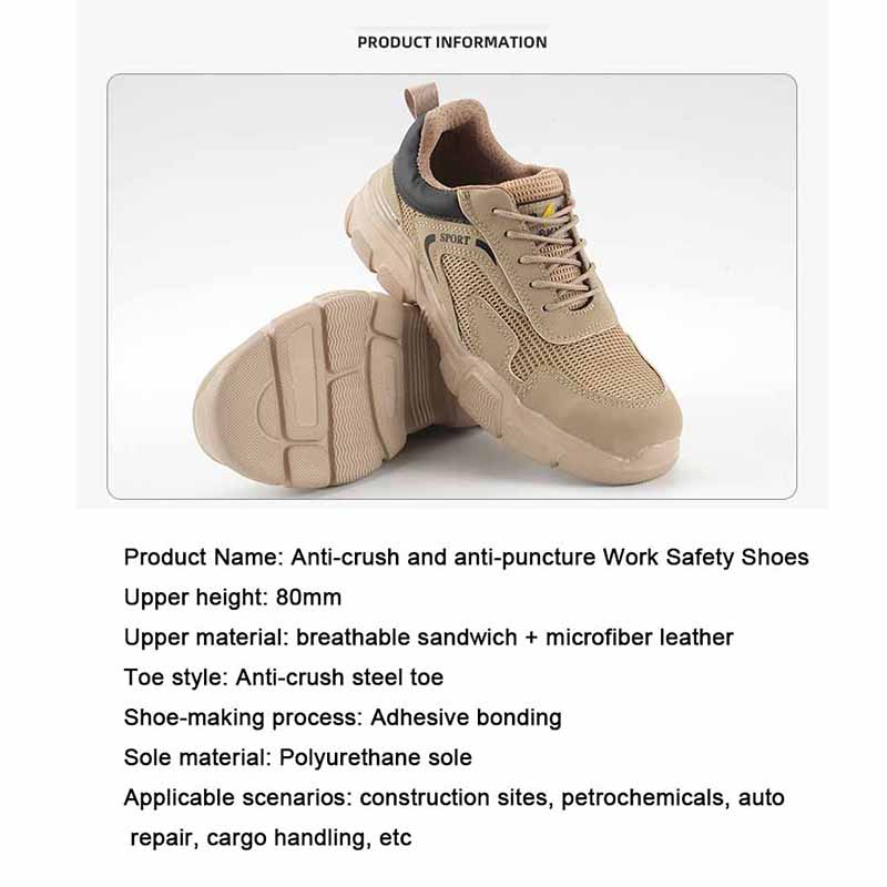 Oulylan Men'S New Safety Work Shoes Lightweight & Durable Steel Toe Anti-Smash Anti-Puncture Breathable Construction Boots