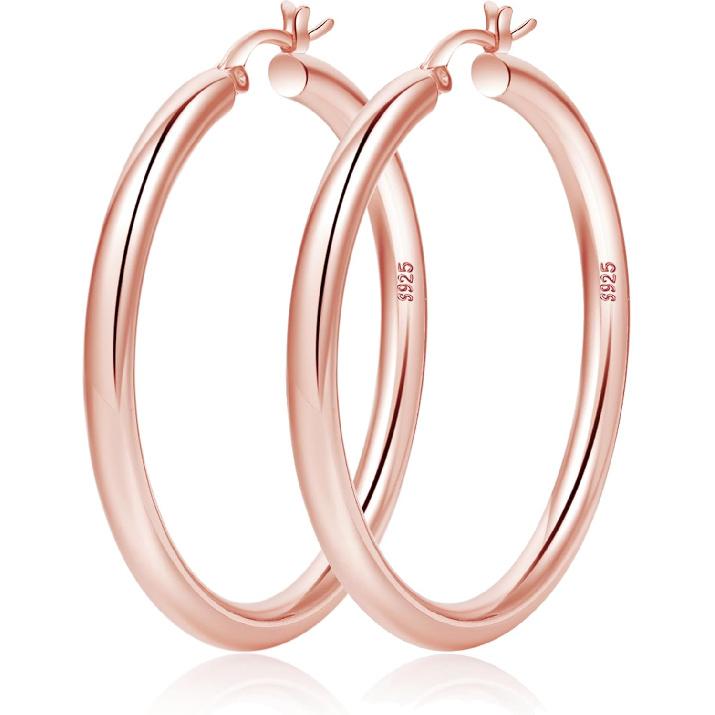 4mm Thick Gold Chunky Earrings Steling Silver Post Hoops Earrings For Women Hollow Tube Hoops Earrings Thick Gold Hoop Earrings Hypoallergenic